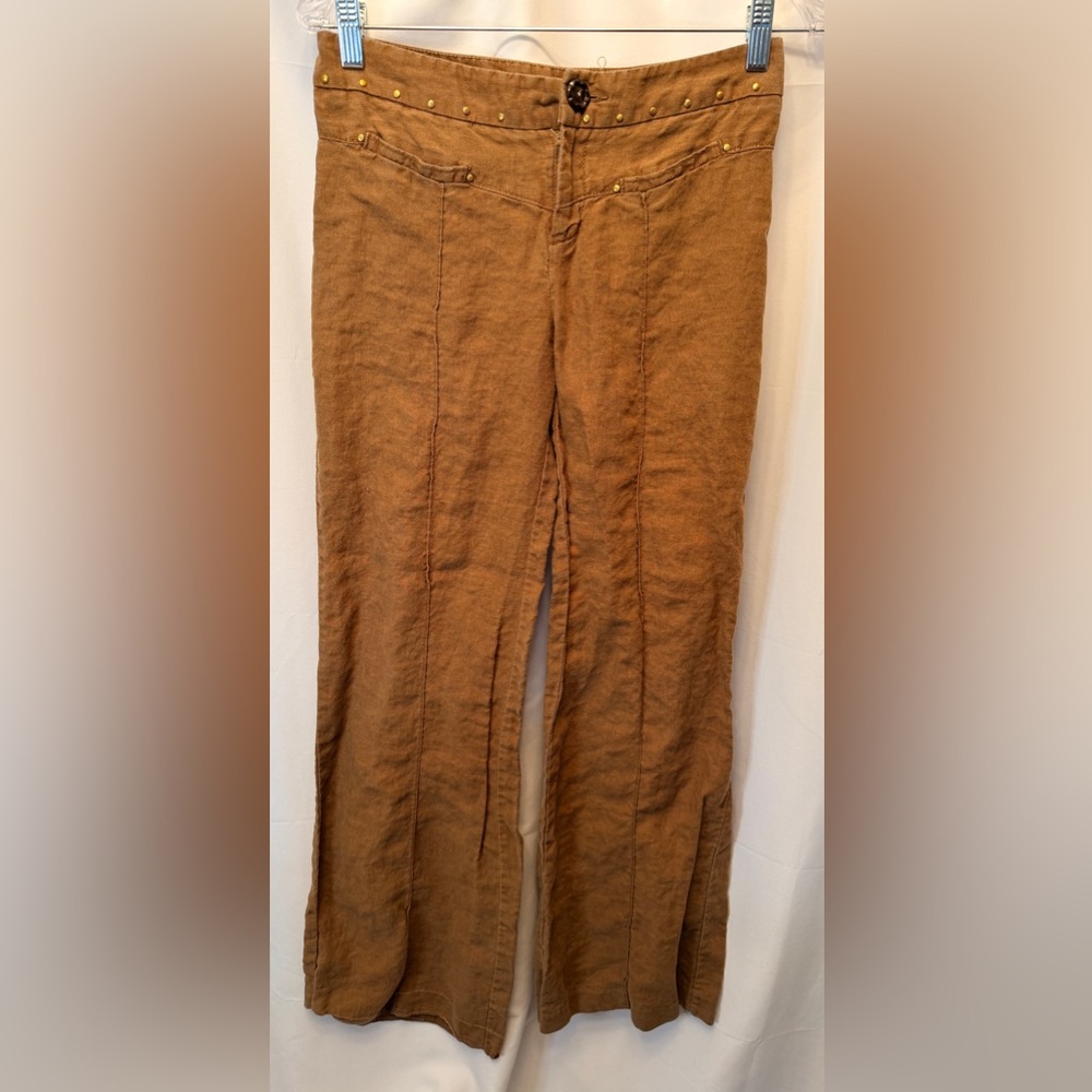 Daughters of the Liberation 29”‎ Waist 100% Linen Wide Leg Pants Tan/Brown